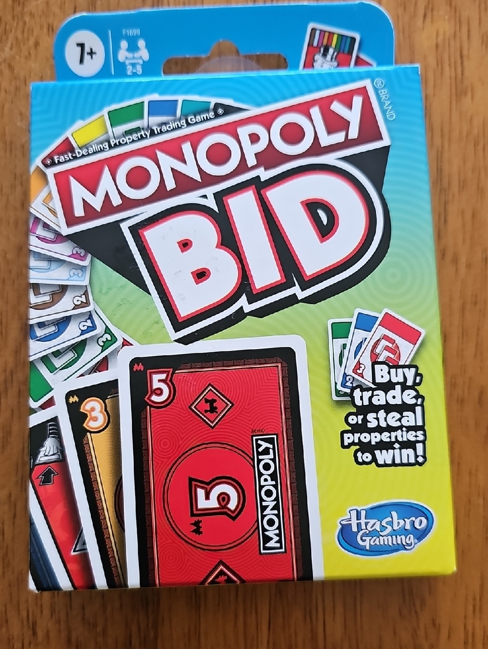 Monopoly Bid Card Game - Bright Multicolor Box New